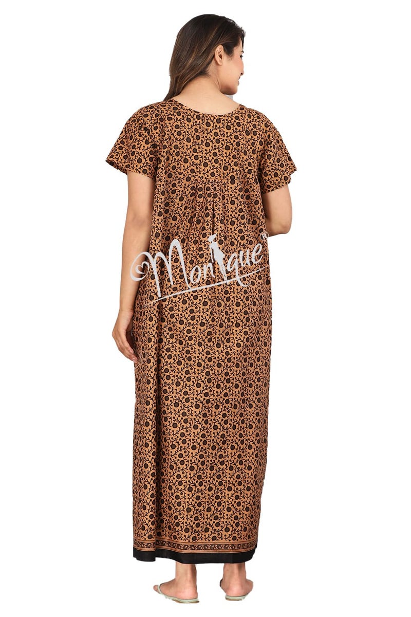 Monique Brand Cotton Nighty for Women — Floral Printed Stylish Night Gown, Comfortable Sleepwear Long Nightwear, Maxi- Free Size (Size - M to XXL-44) - Image 4