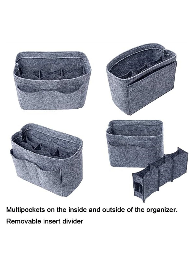 Purse Organizer Insert Women Felt Bag Organizer Insert Multi-Pocket Bag in Bag for Womens Handbag Travel Tote Hobo Bag Storage Purse Liner Divider for Any Brand Tote Grey Size XL - Image 5