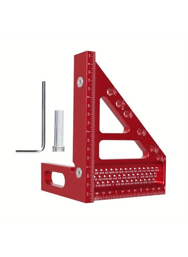 Red Inch Aluminum Alloy Miter Triangle Ruler 45 90 Degree Angle Gauge Precision Measuring Tool For Carpentry DIY - Image 3