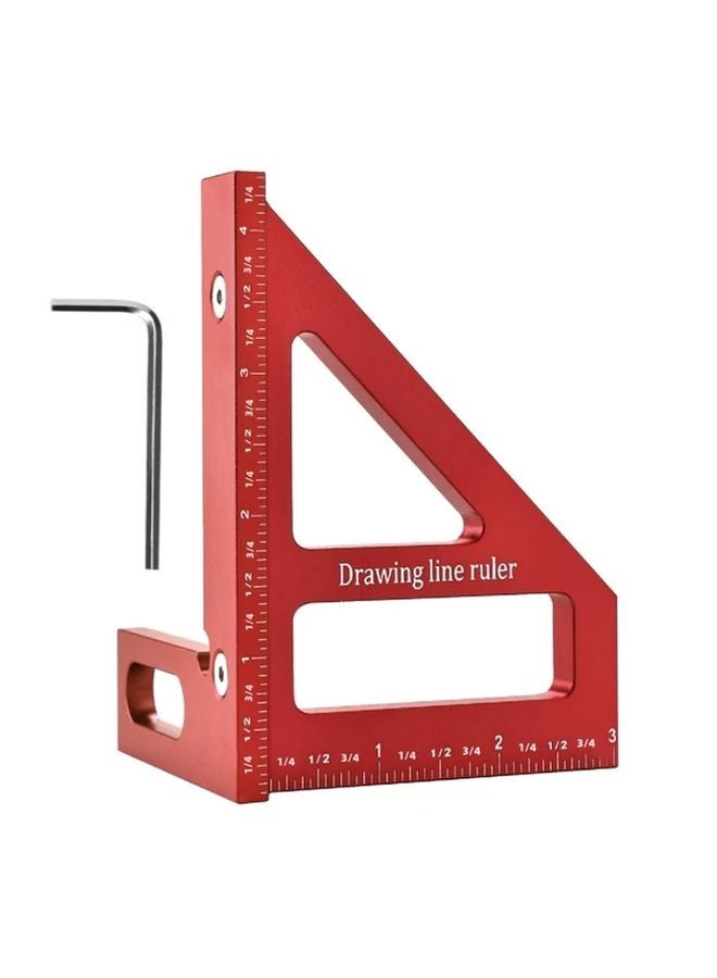 Red Inch Aluminum Alloy Miter Triangle Ruler 45 90 Degree Angle Gauge Precision Measuring Tool For Carpentry DIY - Image 1