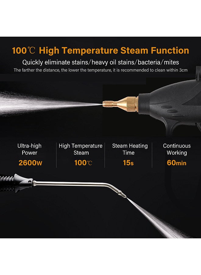 2600W Portable Steam Cleaner High Temperature Pressurized Handheld Self-control Steam Cleaning Machine With Extension Tube Brush Heads for Kitchen Bathroom Car