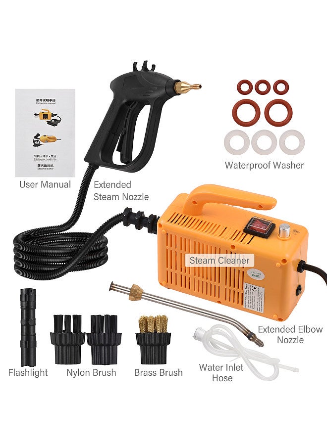 2600W Portable Steam Cleaner High Temperature Pressurized Handheld Self-control Steam Cleaning Machine With Extension Tube Brush Heads for Kitchen Bathroom Car