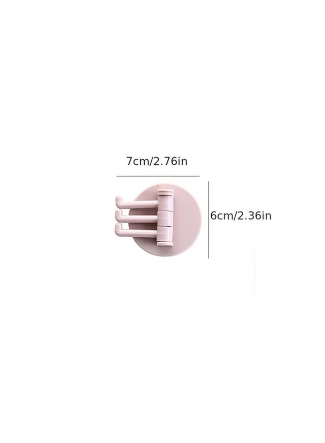 Pink Self Adhesive 3 Hook Rack Key Holder For Kitchen And Bathroom Organization 1pc - Image 4