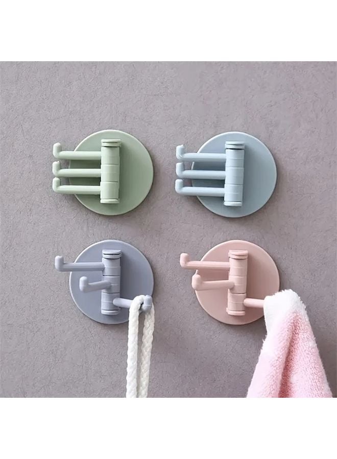 Pink Self Adhesive 3 Hook Rack Key Holder For Kitchen And Bathroom Organization 1pc - Image 2
