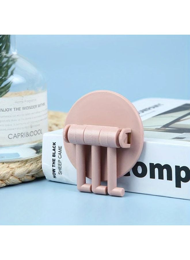 Pink Self Adhesive 3 Hook Rack Key Holder For Kitchen And Bathroom Organization 1pc - Image 1