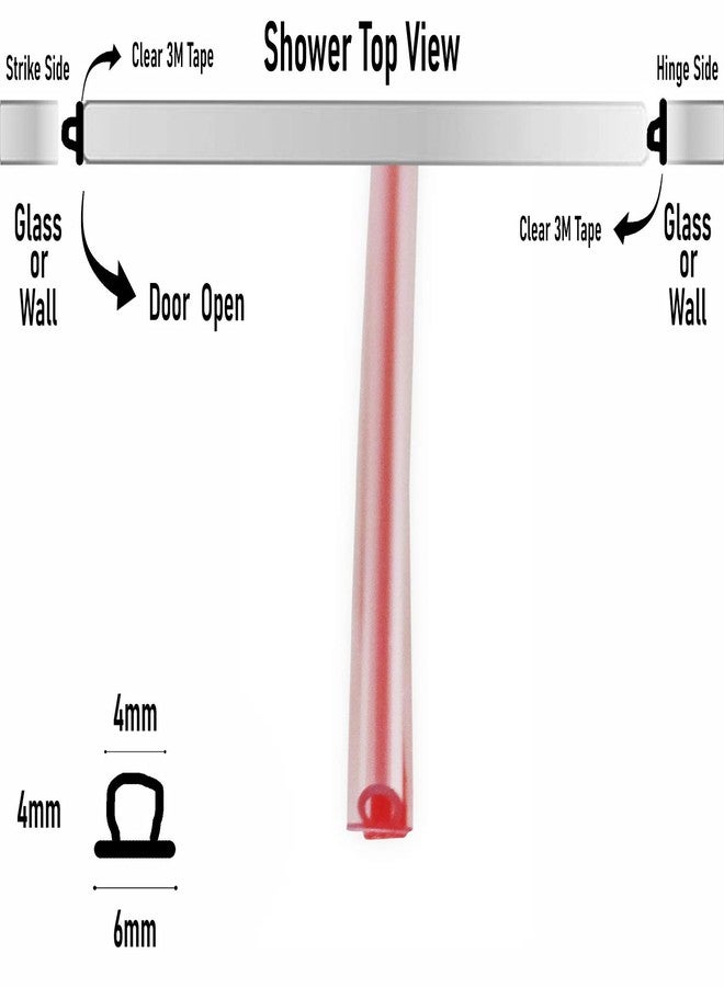 eatelle Vinyl Bulb Translucent Shower Door Seal for 5/32" (4mm) Gap with Pre-Applied 3M Tape, Adhesive Bathroom Strip for 3/16" Thick and UP(1/4, 3/8, 1/2 Glass) 95 Inch Long - Image 5