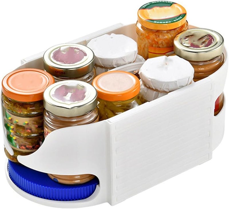 White And Blue 360 Degree Rotating Kitchen Jar Holder ABS Container - Image 4