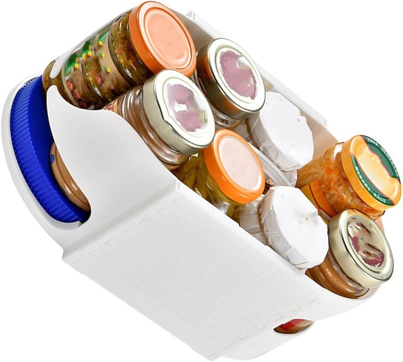 White And Blue 360 Degree Rotating Kitchen Jar Holder ABS Container - Image 2