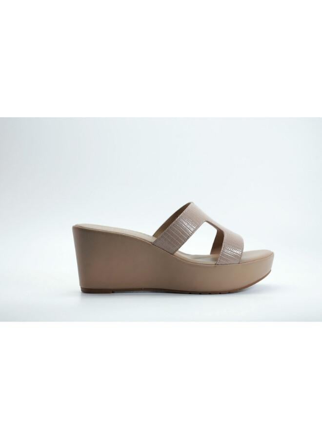 Michelle Morgan 092-3128 Michelle Morgan Women's T Bar Wedge Heel slip ons 514RJ33B Beige - Image 1