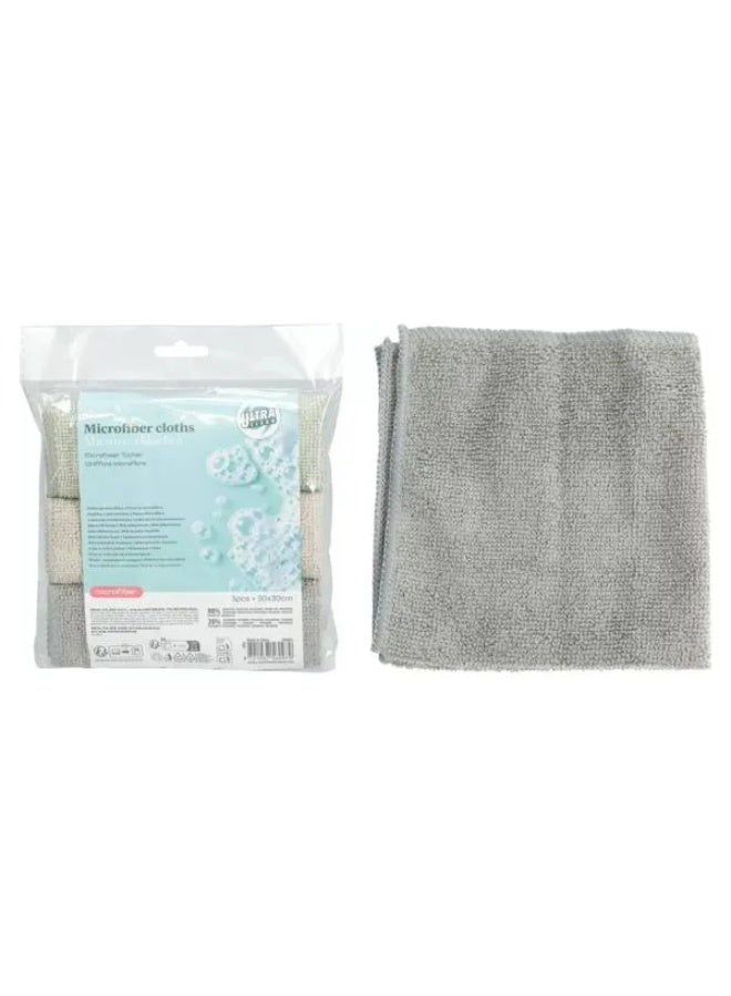3-Piece Super Absorbent Microfiber Cleaning Cloth Set Multicolor 30 x 30cm