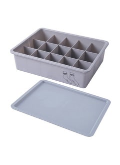 wolpin 15 Grids Undergarments Storage Box with Lid Drawer Divider Organizer Closet Storage for Socks Bra Tie Scarfs - Grey, 30 x 23 x 8.5 cm, Plastic - pzsku/ZEA838F982FB17C27E332Z/45/_/1738306408/231ef990-f06c-4b81-9886-44e6f78ddde1