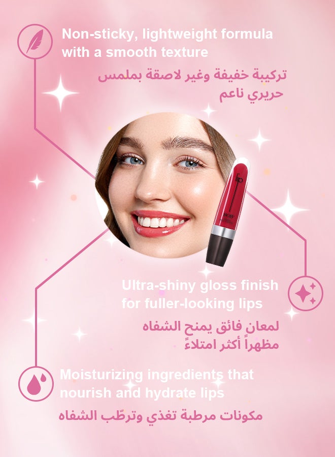BOB Glittering Lip Gloss – #12 Peach Ring High Shine, Moisturizing, Long-lasting Formula for Fuller, Glossier Lips - Image 3