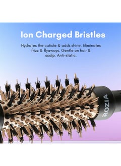 Rozia Pro Boar Bristles Round Hair Brush, Thermal Ceramic & Ionic Tech, Roller Hair Brush For Blow Drying, Curling, Straightening, Add Volume & Shine (25 Mm)  - Image 4