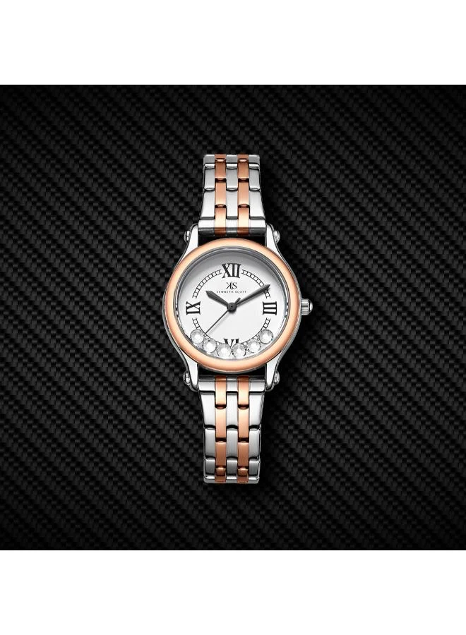 Kenneth Scott White Women's Stainless Steel Analog Watch K25510-KBKW - 30 mm for Women | Best Price UAE