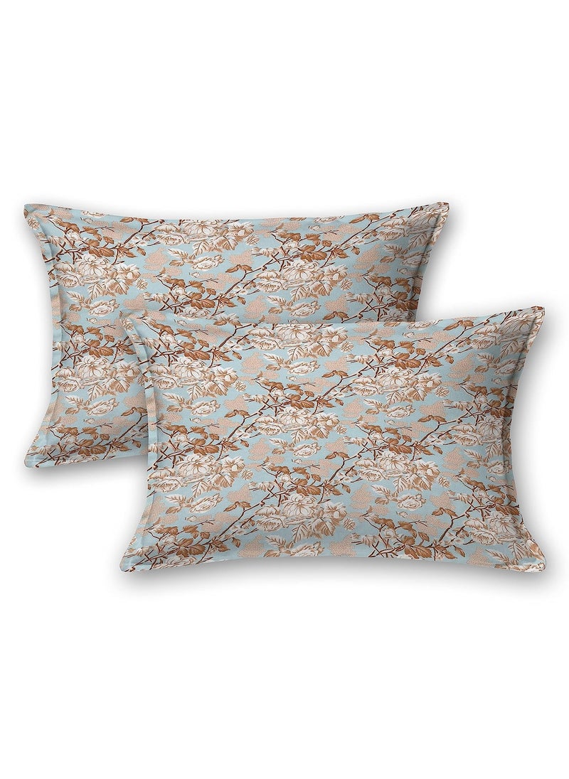LINENWALAS - LINENWALAS 100% Cotton Printed Super Soft Standard 2 Pillow Covers, 300TC Durable Hotel Quality & Highly Breathable (18x28 inch, Rosy Sage) - Image 1