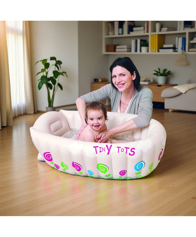 Fab N Funky Tiny Tots Themed Baby Bathtub, Convenient Bathing Experience, Inflatable, Portable, Lightweight, 6 Months+, 91 x 61 x 29 cm - Cream - Image 3