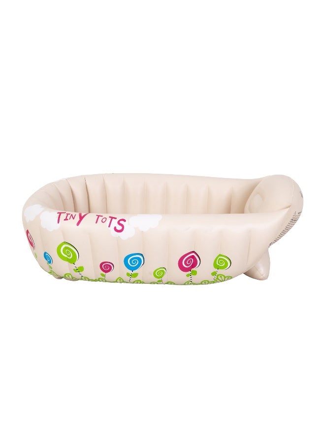 Fab N Funky Tiny Tots Themed Baby Bathtub, Convenient Bathing Experience, Inflatable, Portable, Lightweight, 6 Months+, 91 x 61 x 29 cm - Cream - Image 1