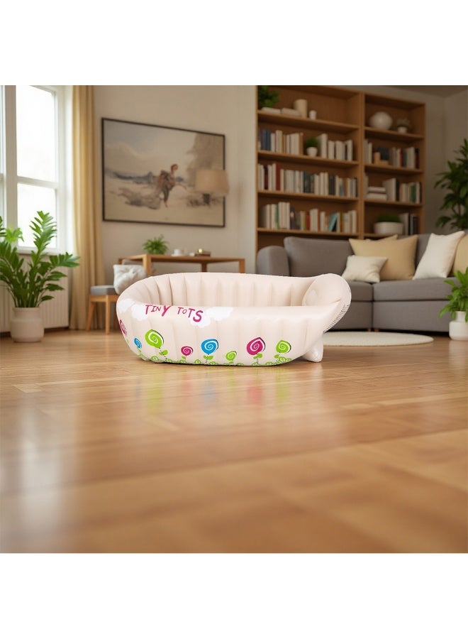 Fab N Funky Tiny Tots Themed Baby Bathtub, Convenient Bathing Experience, Inflatable, Portable, Lightweight, 6 Months+, 91 x 61 x 29 cm - Cream - Image 2