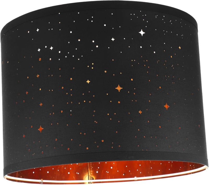 Black Fabric Lamp Shade Half Pattern Easy Install Light Cover for Bedroom Living Room - Image 1