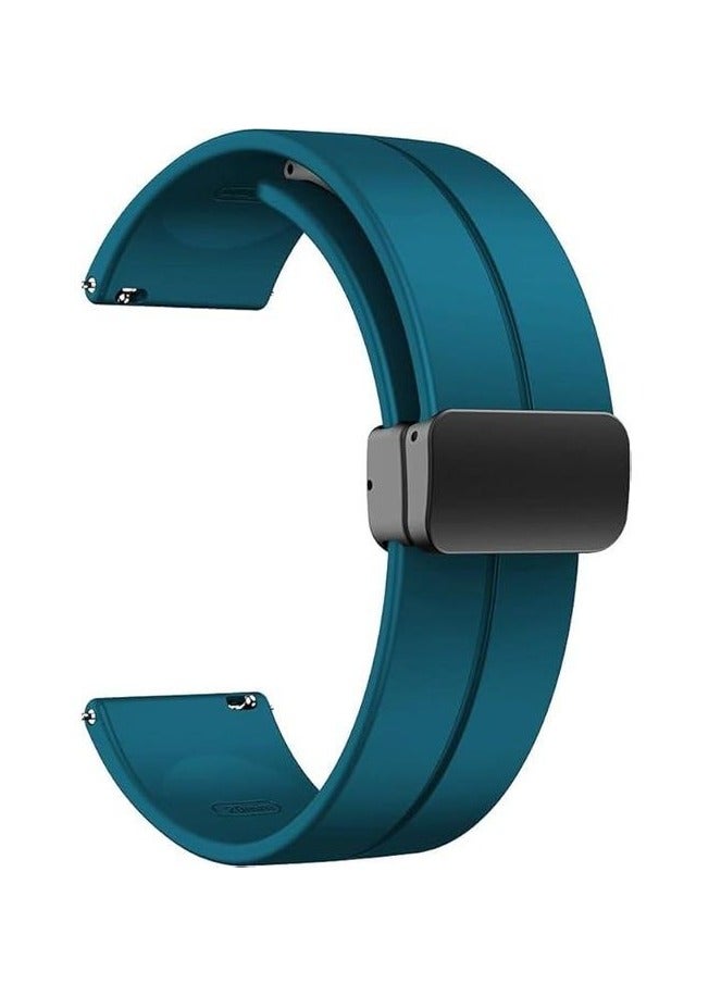 22mm Magnetic Buckle Silicone Watch Band Compatible with 22 mm Strap for CMF by Nothing Watch Pro 2 Smartwatch 1.32 inches - (Only Strap) Turquoise - Image 1