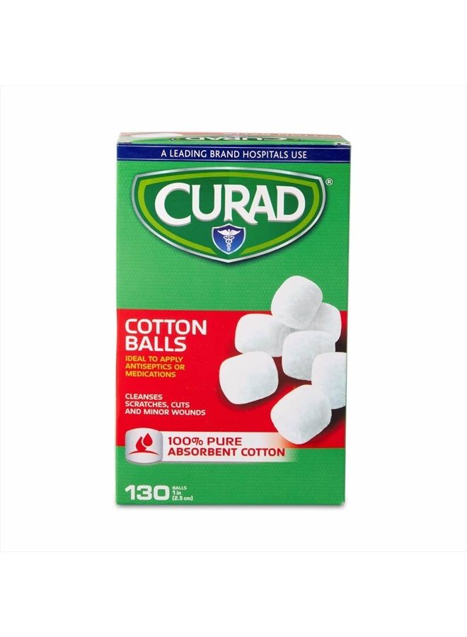 CURAD Sterile Cotton Balls, 1", 130/Box - Image 1