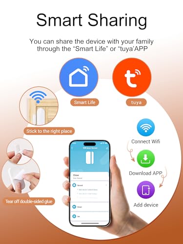 HEIMAN Window Door Alarms When Opened, WiFi Door Chime Sensor, Contact Sensor for Home Security, Smart Wireless Magnetic Door Open Detector, APP Notification Compatible with Alexa, Google Assistant - Image 3