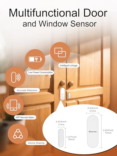 HEIMAN Window Door Alarms When Opened, WiFi Door Chime Sensor, Contact Sensor for Home Security, Smart Wireless Magnetic Door Open Detector, APP Notification Compatible with Alexa, Google Assistant - Image 2