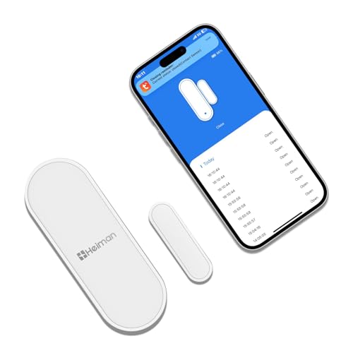 HEIMAN Window Door Alarms When Opened, WiFi Door Chime Sensor, Contact Sensor for Home Security, Smart Wireless Magnetic Door Open Detector, APP Notification Compatible with Alexa, Google Assistant - Image 1