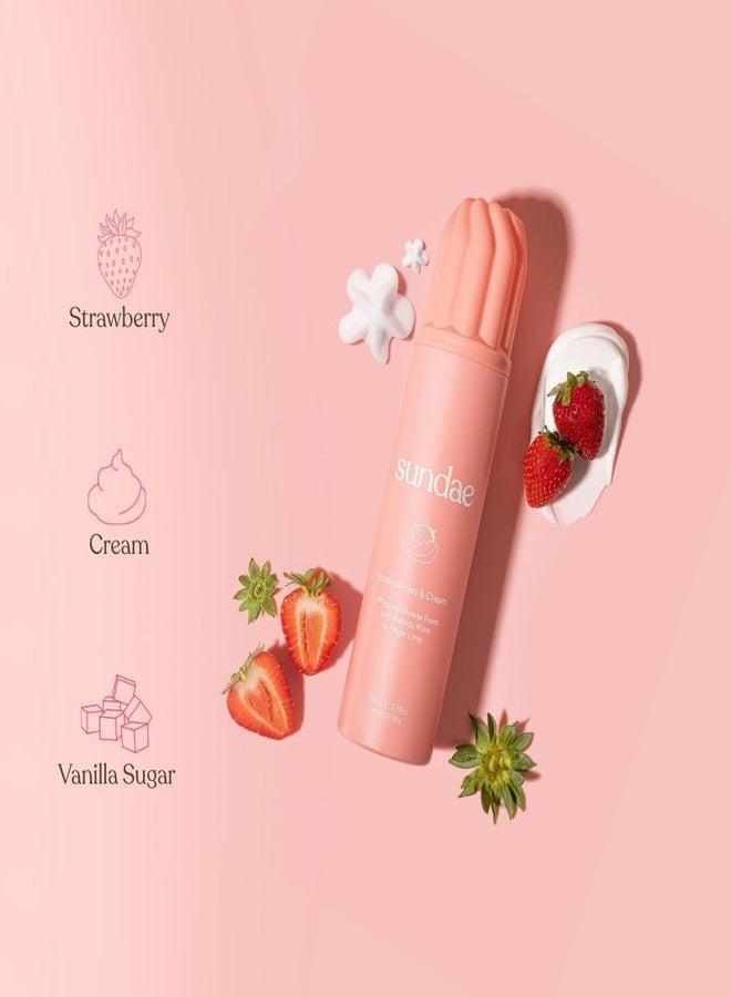 sundae Whipped Shower Foam Strawberries & Cream Foaming Body Wash 8.9 fl oz, 265ml with Kakadu Plum & Finger Lime - Image 3