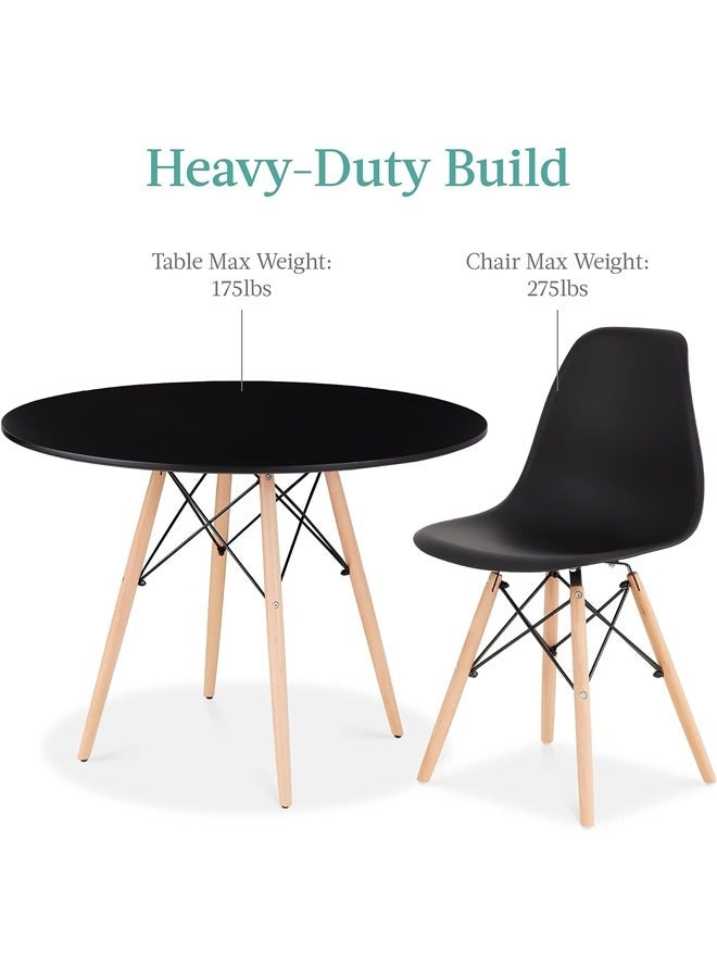 Taimi 3-Piece Dining Set Compact Mid-Century Modern Table And 2 Chair Set for Home Black - Image 5