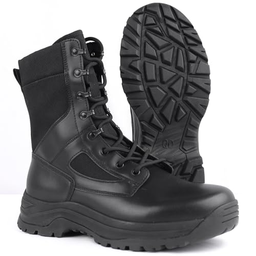 LUDEY Military Tactical Boots Breathable Combat Work for Men Women Lightweight Nonslip Army Desert Motorcycle Boot Black 10US - Image 1