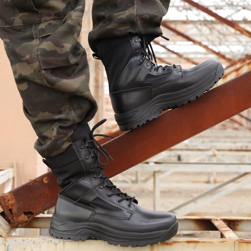 LUDEY Military Tactical Boots Breathable Combat Work for Men Women Lightweight Nonslip Army Desert Motorcycle Boot Black 10US - Image 3