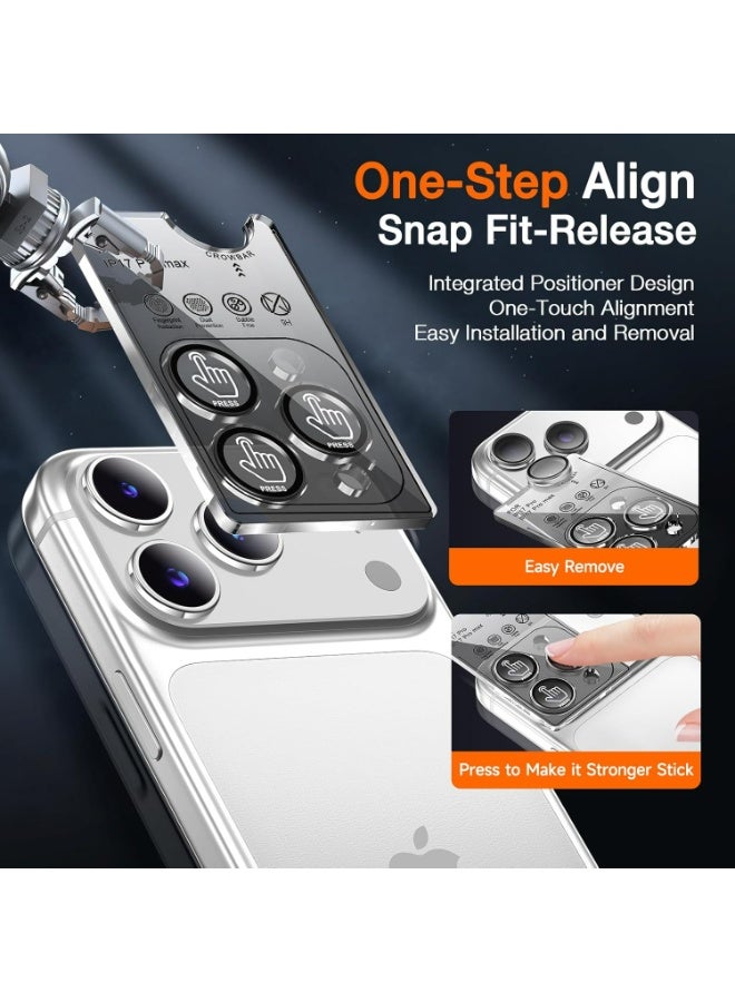 إكس ليفيل واقي عدسة الكاميرا لهاتف iPhone 17 Pro Max/iPhone 17 Pro، أغطية من الزجاج المقوى 9H، واقيات عدسات فردية، تركيب سهل بضغطة واحدة، متانة فائقة، مقاوم للخدوش وبصمات الأصابع، متوافق مع أغطية iPhone 17 Pro Max/iPhone 17 Pro، عبوة من قطعتين (فضي) - Image 3