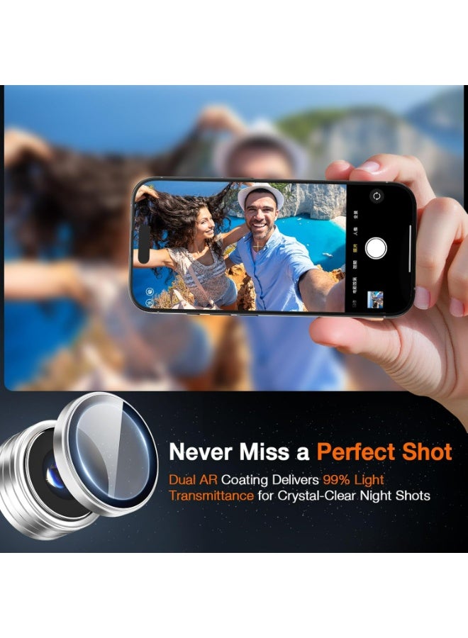 إكس ليفيل واقي عدسة الكاميرا لهاتف iPhone 17 Pro Max/iPhone 17 Pro، أغطية من الزجاج المقوى 9H، واقيات عدسات فردية، تركيب سهل بضغطة واحدة، متانة فائقة، مقاوم للخدوش وبصمات الأصابع، متوافق مع أغطية iPhone 17 Pro Max/iPhone 17 Pro، عبوة من قطعتين (فضي) - Image 4