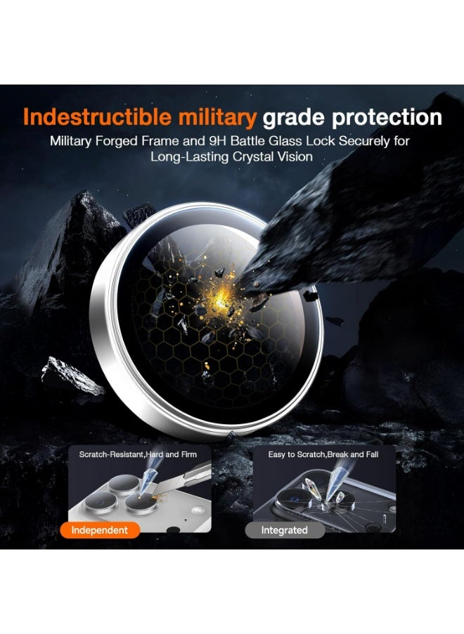 إكس ليفيل واقي عدسة الكاميرا لهاتف iPhone 17 Pro Max/iPhone 17 Pro، أغطية من الزجاج المقوى 9H، واقيات عدسات فردية، تركيب سهل بضغطة واحدة، متانة فائقة، مقاوم للخدوش وبصمات الأصابع، متوافق مع أغطية iPhone 17 Pro Max/iPhone 17 Pro، عبوة من قطعتين (فضي) - Image 5