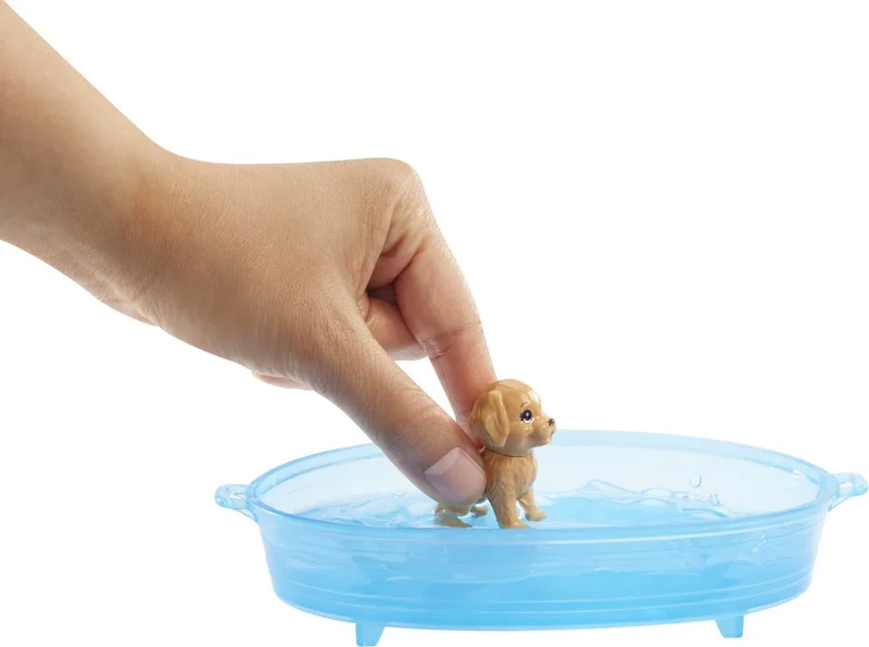 Barbie Doll and Accessories - Play Set with 3 Puppies, Tub and Accessories for Pets GDJ37