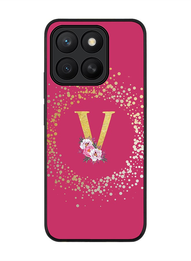 Stylizedd For Honor X8c Case,Slim fit Camera Protection, Shockproof Thin Phone cover  - Custom Monogram Floral - V ( Deep Pink )