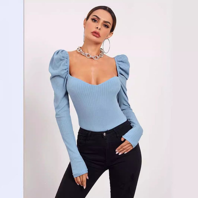 Special Offer Bubble Sleeve Womens Slim Fit T-Shirt Pink - Image 4