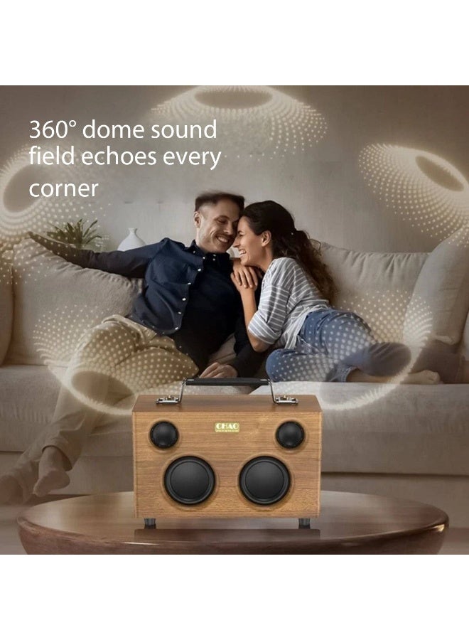 CHAO Music Retro Wooden Bluetooth Speaker – Handmade Wood Grain, 360° Surround Sound, HiFi Subwoofer, Long Battery Life, Portable Wireless Speaker - Image 2