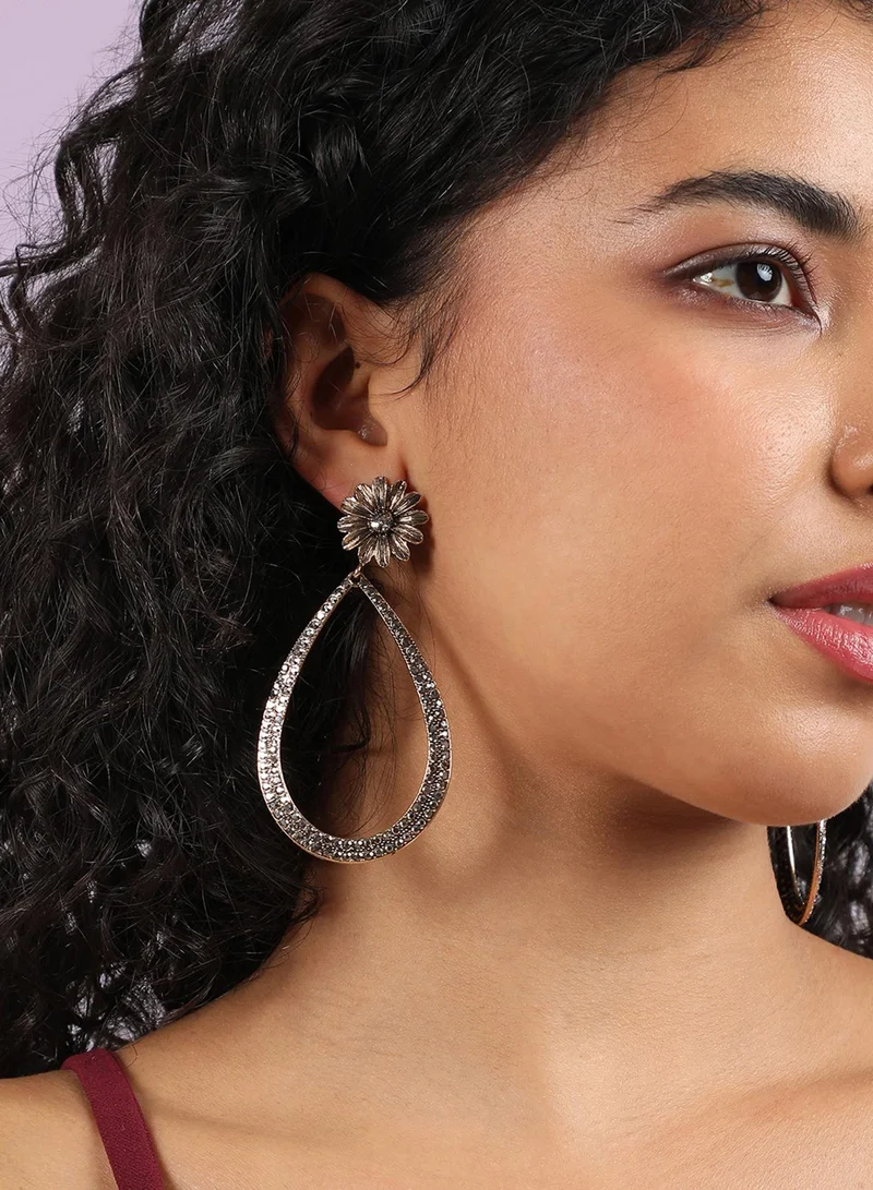 SOHI Maxi Daisy Intricate Teardrop Artificial Drop Earring Jewellery