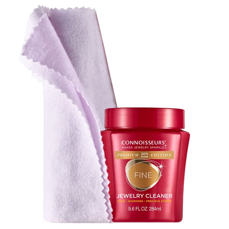 Connoisseurs Premium Edition Gold Jewelry Cleaning Kit - Includes Fine Jewelry Cleaner Solution and Extra Large Polishing Cloth - Image 1