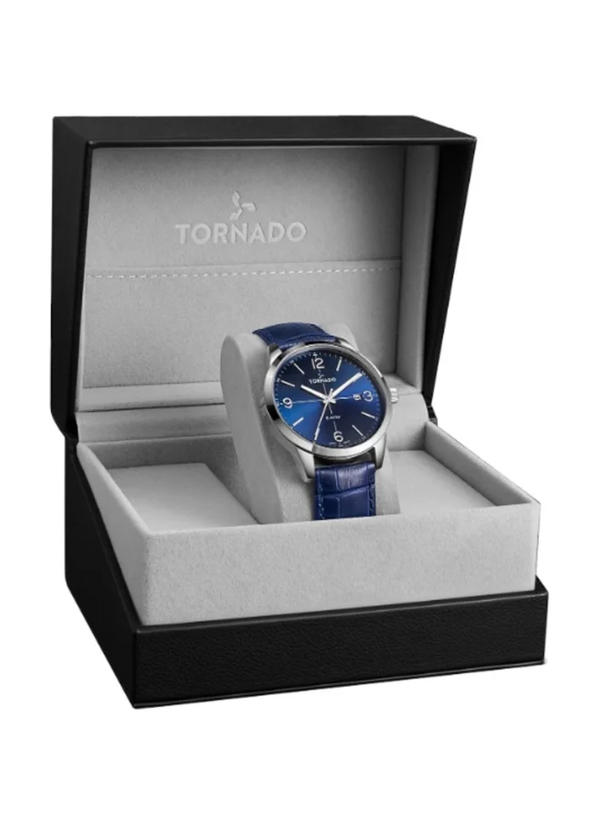 TORNADO Tornado Classic Men's 2315 Movement Watch, Analog Display and Leather Strap - T24007-SLNN, Blue