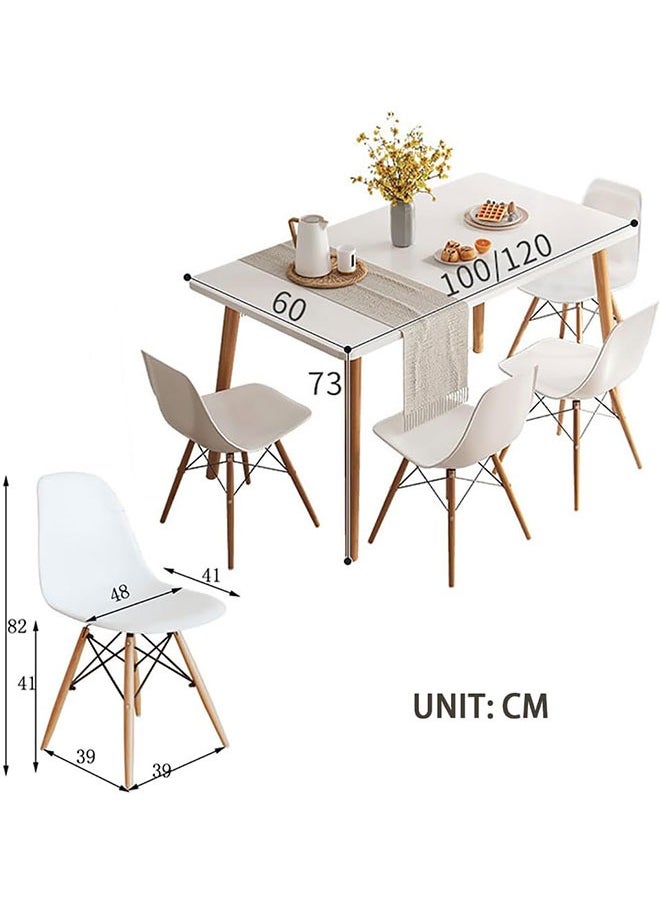 Golden Dining Table Set,5 Piece Kitchen Table and Chair Set,Modern Leisure Coffee Table Wooden Square Table with 4 Chairs for Living Room Office Meeting Room Kitchen and Cafeterias(120cm)  - Image 2