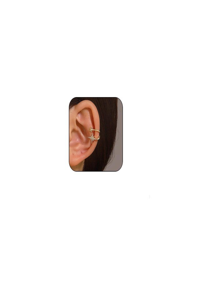 Cicod Ear Cuff Earrings for Women No Piercing Zircon Star Heart Pearl cuffs Helix Cartilage Clip On Wrap Earring Adjustable Ear Cuffs Prom Jewelry for Women (Star gold) - Image 1
