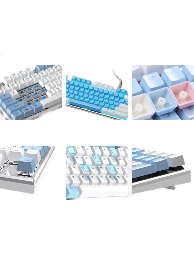 Daryo Dareu Ek815 Alloy Mechanical Keyboard, Wired Keyboard, Gaming Keyboard, 108-Key E-Sports Keyboard, For Women, Computer Keyboard, White And Blue, Black Switch - Image 3