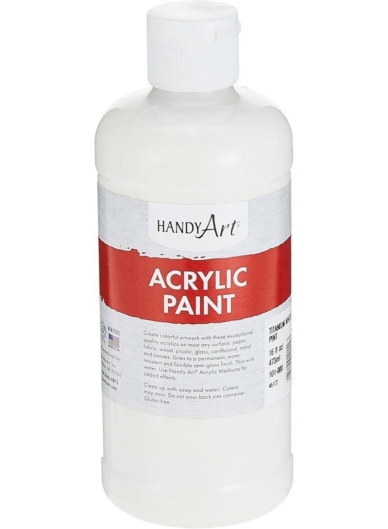 Handy Art طلاء أكريليك للطلاب من هاندي آرت 16 أونصة، أبيض تيتانيوم - Image 2