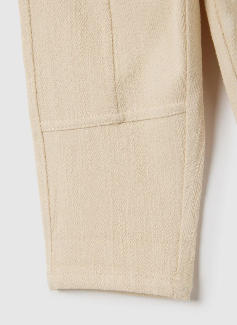 او في اس CHILDREN'S TROUSERS IN BEIGE COTTON BLEND OVER