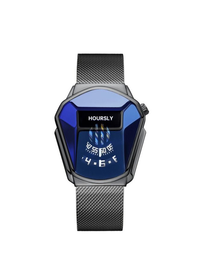 هاورسلي ترف كل ساعة تريند كول ساعة معصم شبكة تقنية الفولاذ المقاوم للصدأ موضة كوارتز ساعة - Image 1