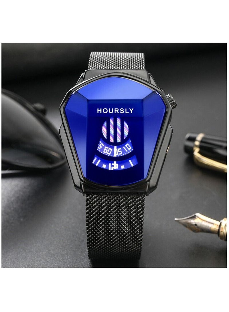 هاورسلي ترف كل ساعة تريند كول ساعة معصم شبكة تقنية الفولاذ المقاوم للصدأ موضة كوارتز ساعة - Image 2