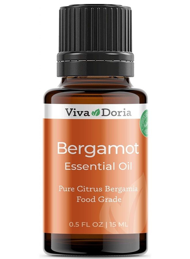Viva Doria زيت البرغموت الأساسي النقي 100%، غير مخفف، درجة غذائية، زيت البرغموت الإيطالي، 0.5 أونصة سائلة (15 مل) زيت عطر طبيعي